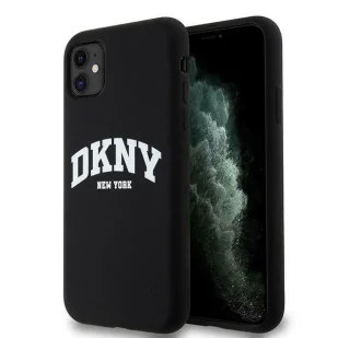 Etui DKNY Liquid Silicone White Printed Logo MagSafe na iPhone 11 / Xr - czarne - Etui i futerały do telefonów - miniaturka - grafika 1