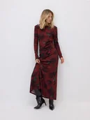 Sukienki - Reserved - Sukienka z nadrukiem w róże - karminowy - miniaturka - grafika 1