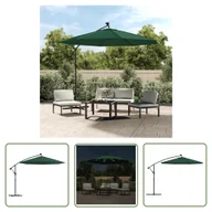 Parasole ogrodowe - The Living Store Parasol ogrodowy wiszący - światła LED - 300 cm - metal - zielony - Parasol Wiszący - miniaturka - grafika 1