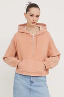 Bluzy damskie - Roxy bluza damska kolor pomarańczowy z kapturem gładka - miniaturka - grafika 1