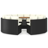 Meble ogrodowe - Sauen shumee shumee 9 częściowa ogrodowa z poduszkami rattan PE czarna - miniaturka - grafika 1