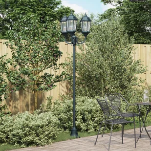 Słup ogrodowy 3-lampowy E27 Zielony 220 cm Aluminium - Lampy ogrodowe - miniaturka - grafika 1