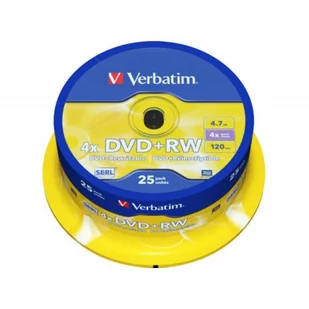 Verbatim Dysk DVD+RW 4.7GB 4x 25 szt 43489) - Nośniki danych - miniaturka - grafika 1