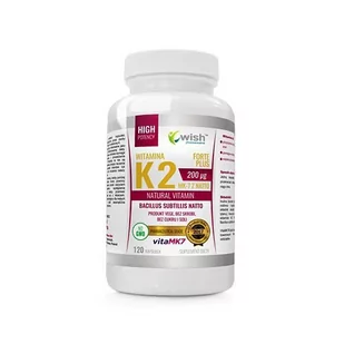 WISH Pharmaceutical Wish Pharmaceutical Vitamin K2 MK 7 Natto 200 mcg 120 caps - Witaminy i minerały dla sportowców - miniaturka - grafika 1