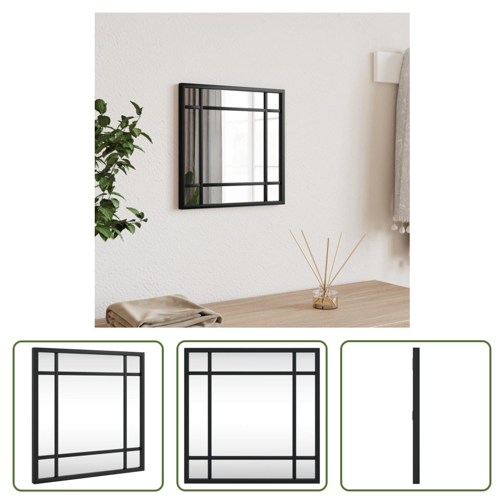 Lustro ścienne Living Store czarne 30x30 cm kwadratowe żelazo