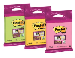 Post-It 3M Bloczek samoprzylepny Super sticky, (6820-SS), 76x76mm, 3x75 kart., zawieszka, mix kolorów 3M-FT510285313 - Zakładki indeksujące - miniaturka - grafika 2