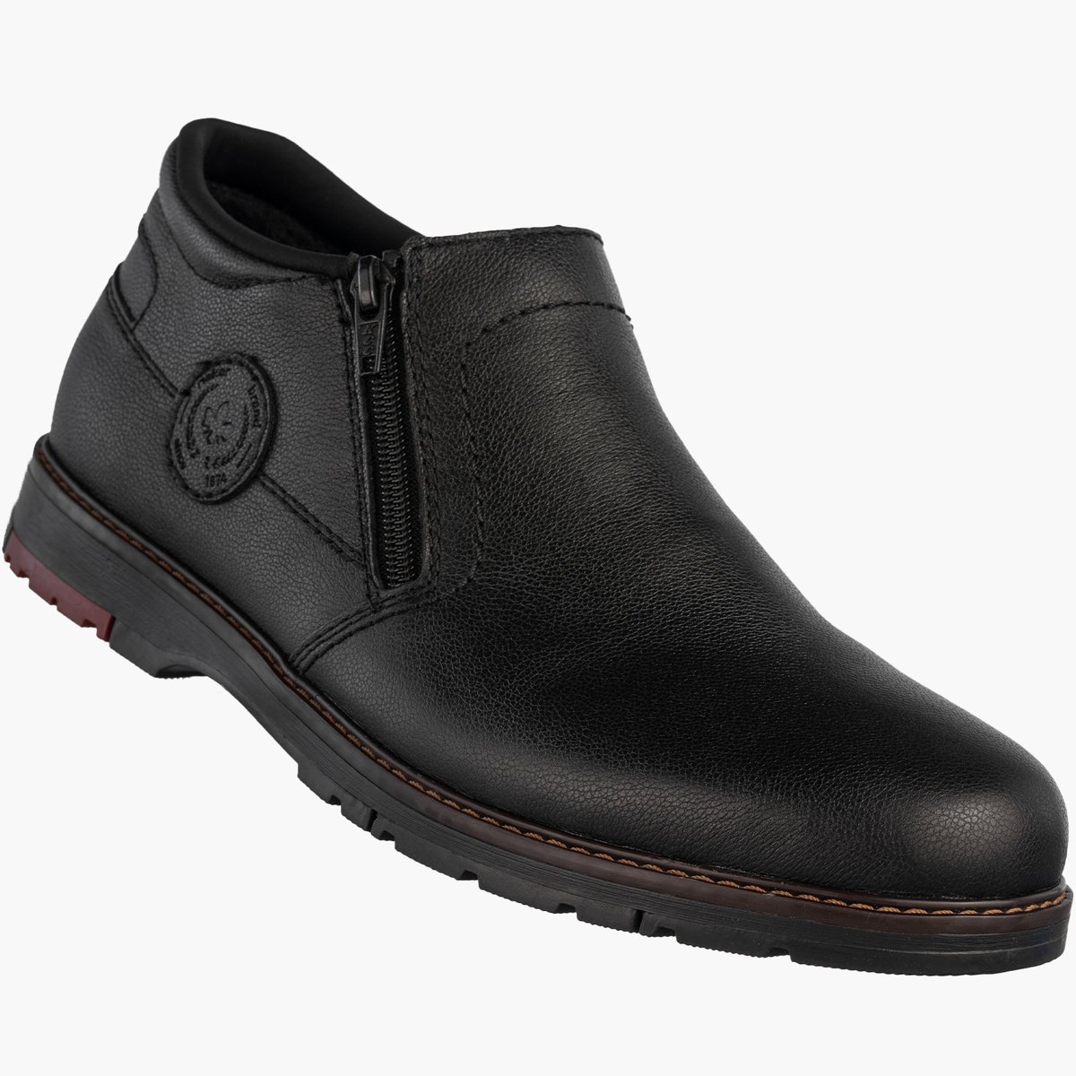 Półbuty Męskie RIEKER Skórzane Buty Zimowe Ocieplane Botki Czarne 10550-00 Czarny 46