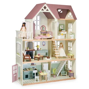 Drewniany domek XXL z wyposażeniem, Mulberry Mansion, Tender Leaf Toys - Domki dla lalek - miniaturka - grafika 1