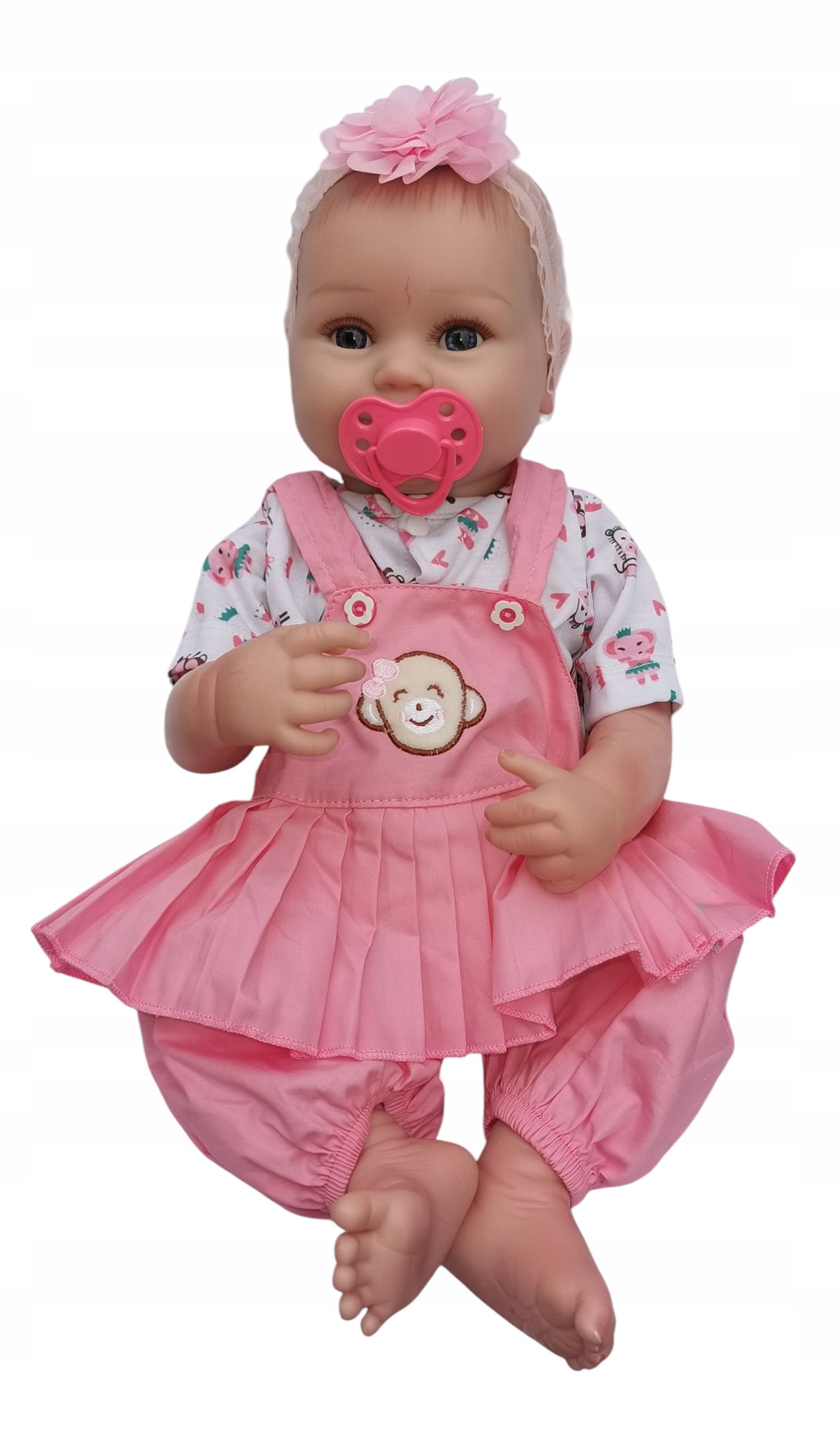 Duża Realistyczna Lalka Dziewczynka Miękka Gumowa Bobas Smoczek 50CM