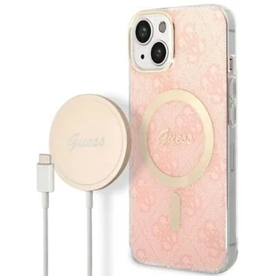 Guess Zestaw GUBPP14SH4EACSP Case+ Charger iPhone 14 6,1" różowy/pink hard case 4G Print MagSafe - Etui i futerały do telefonów - miniaturka - grafika 1