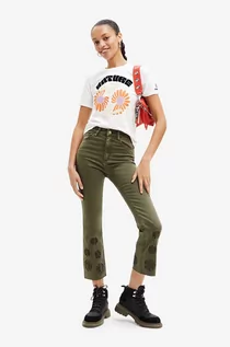 Spodnie damskie - Desigual jeansy damskie high waist - grafika 1