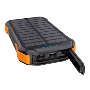 Powerbank solarny Choetech B658  2x USB 10000mAh Qi 5W (czarno-pomarańczowy) - Powerbanki - miniaturka - grafika 1