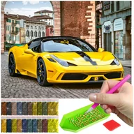 Zabawki kreatywne - Haft Diamentowy ARTULIO, Obraz DIY 5D, Diamond Painting, Mozaika Diamentowa 30X40cm (Żółte Ferrari) + Zestaw Akcesoriów - miniaturka - grafika 1
