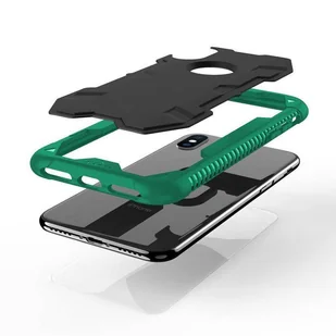 Zizo Proton Case Pancerne etui iPhone X ze szkłem 9H na ekran (Emerald Green/Solid Black) - Etui i futerały do telefonów - miniaturka - grafika 7