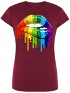 Koszulki i topy damskie - T-Shirt Damski Kolorowe Usta Modny Rozm.M - miniaturka - grafika 1