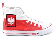 Trampki męskie - Trampki męskie młodzieżowe dla kibica - AMERICAN CLUB LH-2012-PL HIGH, biało-czerwone - miniaturka - grafika 1