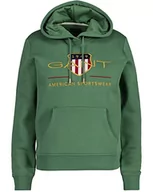 Bluzy damskie - GANT Damska bluza z kapturem Archive Shield Sweat Hoodie Jade Green, standardowa - miniaturka - grafika 1