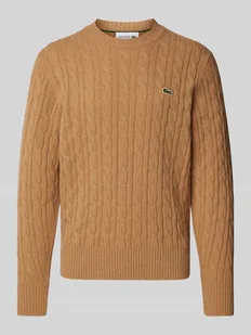 Sweter z dzianiny z naszywką z logo - Swetry męskie - miniaturka - grafika 1