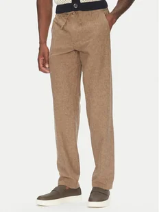 Lindbergh Spodnie materiałowe 30-008023 Beżowy Relaxed Fit - Spodnie męskie - miniaturka - grafika 1