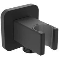 Akcesoria do armatury i ceramiki - OMNIRES złącze kątowe z uchwytem 8815BL kolor czarny - miniaturka - grafika 1