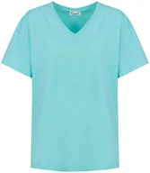 Bluzki damskie - Bluzka koszulka t-shirt basic dekolt w serek ALDONA-L/XL - miniaturka - grafika 1