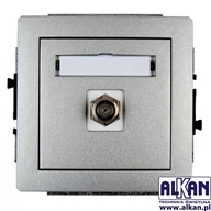 Gniazdka elektryczne - Karlik Gniazdo antenowe Pojedyncze typu F SAT 7DGF-1 srebrny metalik - miniaturka - grafika 1