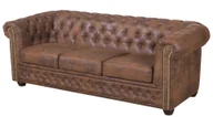 Sofy i kanapy - Sofa Chesterfield Oxford Gobi Tapicerowana Brązowa B 8603 - miniaturka - grafika 1
