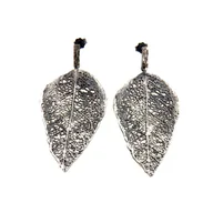 Kolczyki - Kolczyki srebrne - Liść L10 szary - miniaturka - grafika 1