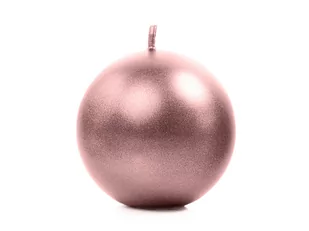 Party Deco Świeca Kula metaliczna, złoty róż - 8 cm - 1 szt. SKUMET80-019R-OP - Świece - miniaturka - grafika 1