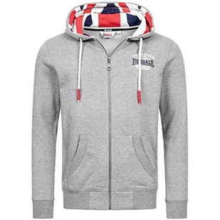 Lonsdale Męska bluza z kapturem, Marl Grey/Navy/Red, L - Bluzy męskie - miniaturka - grafika 1