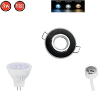 Żarówki LED - Reflektor wpuszczany Obrotowy 35° Ø60mm Otwór wiercony aluminium w komplecie Żarówka LED MR11 3W Neutralna biel 255lm Czarny Szczotkowany Okrągły - miniaturka - grafika 1