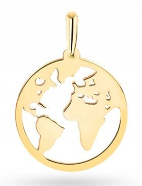 PIĘKNA ZŁOTA ZAWIESZKA MAPA ŚWIATA 333