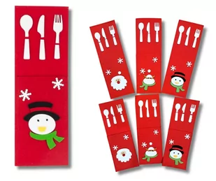 Etui na sztućce czerwone świąteczne kieszonki podkładki pokrowce Mikołaj 6x - Ozdoby bożonarodzeniowe - miniaturka - grafika 1
