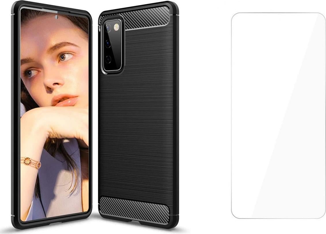 Braders Etui Carbon Case + Szkło Hartowane do Samsung Galaxy S20 FE