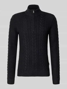 Sweter z dzianiny z zamkiem błyskawicznym model ‘BASIM’ - Swetry męskie - miniaturka - grafika 1