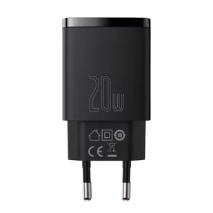 Baseus Compact szybka ładowarka sieciowa USB / USB Typ C 20W 3A Power Delivery Quick Charge 3.0 czarny (CCXJ-B01) - Ładowarki do telefonów - miniaturka - grafika 2