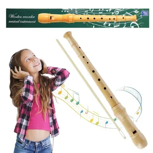 Flet drewniany prosty 8 otworów + przyrząd do czyszczenia - Instrumenty muzyczne dla dzieci - miniaturka - grafika 1
