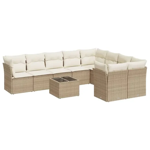 Zestaw mebli ogrodowych modułowych beżowy rattan PE, 55 x 62 x 69 cm