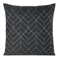 Poszewki na poduszki - Poszewka dekoracyjna MILA 45x45 Eurofirany stalowa a'la len + złoty geometryczny haft - miniaturka - grafika 1