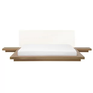 Beliani Łóżko ciemnobrązowe - 180x200 cm - łóżko drewniane - styl japoński - ZEN - Łóżka - miniaturka - grafika 1