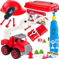 Łamigłówki - MAŁY STRAŻAK ZESTAW MAŁEGO STRAŻAKA POJAZDY AUTKA WÓZ AKCESORIA HEŁM 4 W 1 - miniaturka - grafika 1