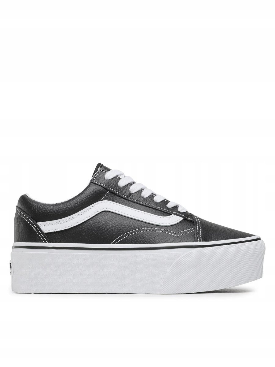 VANS CZARNE TRAMPKI DAMSKIE Z BIAŁĄ PODESZWĄ NA PLATFORMIE SKÓRA 38 16KA