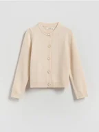 Swetry dla dziewczynek - Reserved - Dzianinowy kardigan - kremowy - miniaturka - grafika 1