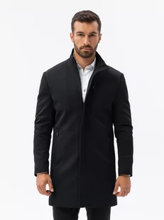 Elegancki płaszcz męski na suwak - czarny V1 C430 - Płaszcze męskie - miniaturka - grafika 3
