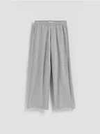 Spodnie damskie - Reserved - Spodnie dresowe z szerokimi nogawkami - jasnoszary - miniaturka - grafika 1