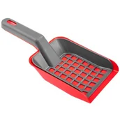 Kuwety dla kotów - FACKELMANN Fackelmann żwirku szufla, łopata dla psów i kotów z sitkiem i wykonana z tworzywa sztucznego  do czyszczenia dywanów dla kota  trwały (kolor: czerwony/szary), Liczba sztuk: 1 sztuka 49493 - miniaturka - grafika 1