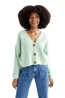 Swetry damskie - DeFacto Kardigan normalny krój dla kobiet kardigan na topy damski (miętowy, XL), miętowy, XL - miniaturka - grafika 1