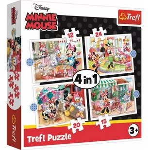 Trefl Puzzle 34315 Minnie z przyjaciółmi 4w1 ŁÓDŹ 34315 - Puzzle - miniaturka - grafika 1