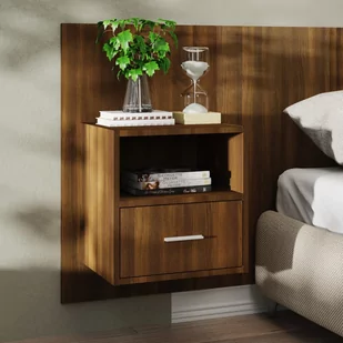 Lumarko Ścienna szafka nocna, brązowy dąb, materiał drewnopochodny - Szafki nocne - miniaturka - grafika 1