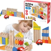Zabawki interaktywne dla dzieci - Drewniane Klocki Układanie Budowa Miasta Autko - miniaturka - grafika 1